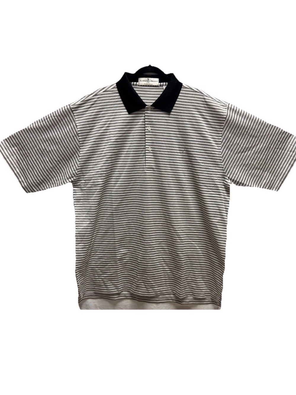 Fairway & Greene Mens Polo Shirt XL Striped Short Sleeve Golf Top Black Collar